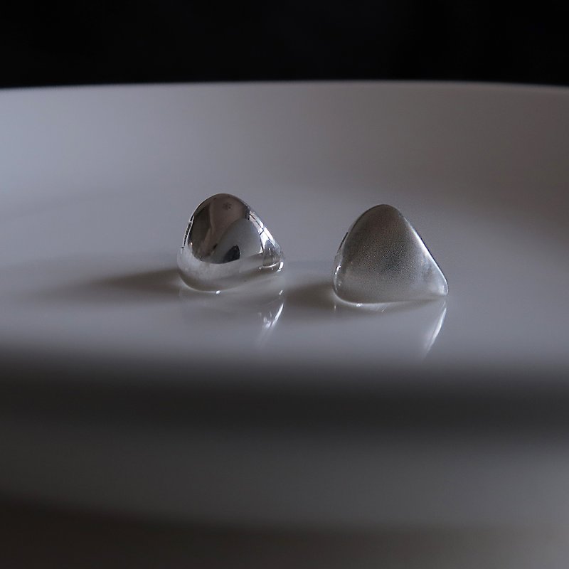 925 sterling silver water drop matte glossy easy-buckle earrings pair free gift packaging - ต่างหู - เงินแท้ สีเทา