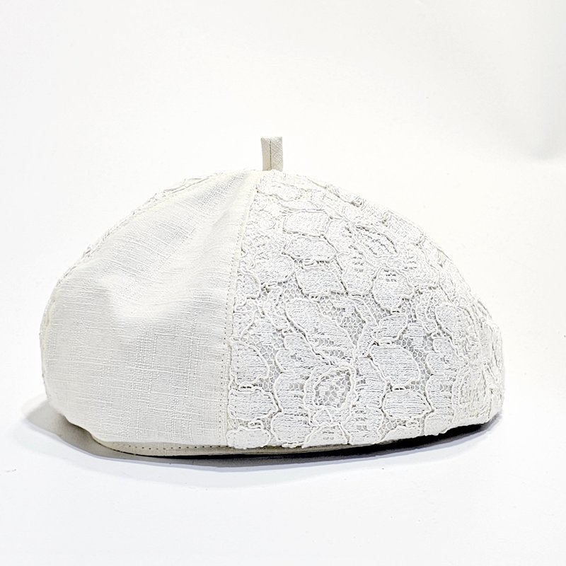 【HiGh MaLi】春夏季貝蕾帽/畫家帽/白蕾絲花#絕美#禮物#日系 - 帽子 - 其他材質 多色