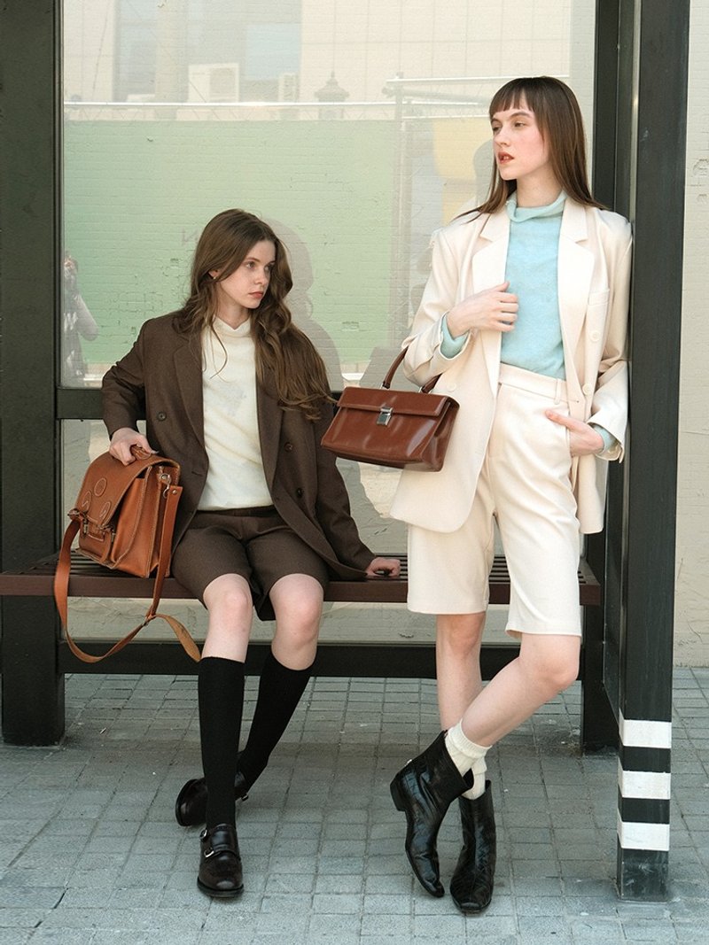 Mintcheese フレンチシンプルゆったりシルエットパンツセット - ショートパンツ レディース - ポリエステル ホワイト