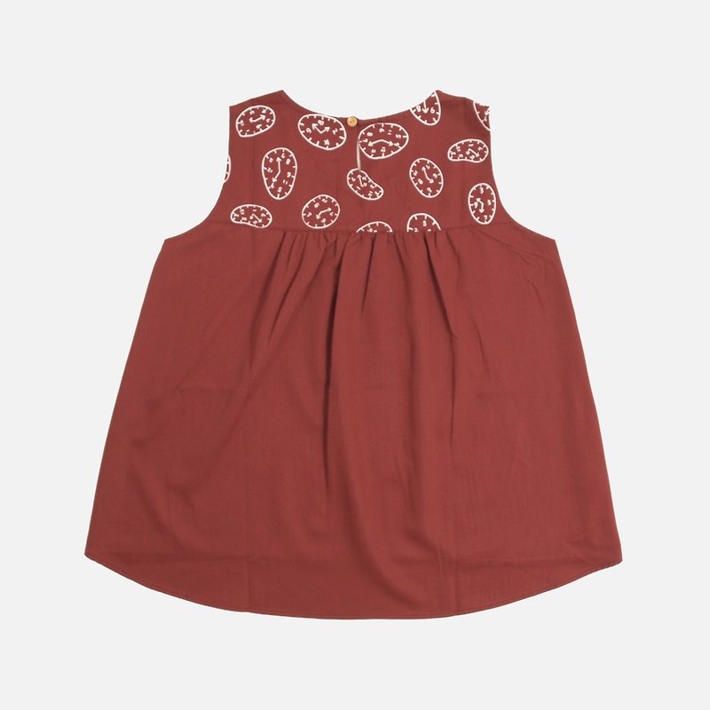 Short and long wrinkle vest before time printing - temperament wine red - Women's Vests - Other Materials Red