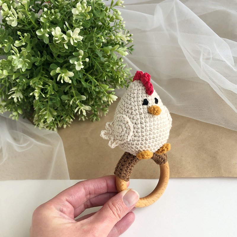 Chicken baby rattle for baby shower, First baby toy for pregnant sister.