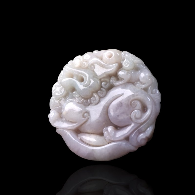 【招財神獸】紫羅蘭翡翠雙面雕貔貅項鍊 |天然緬甸玉翡翠A貨|送禮 - 項鍊 - 玉石 多色