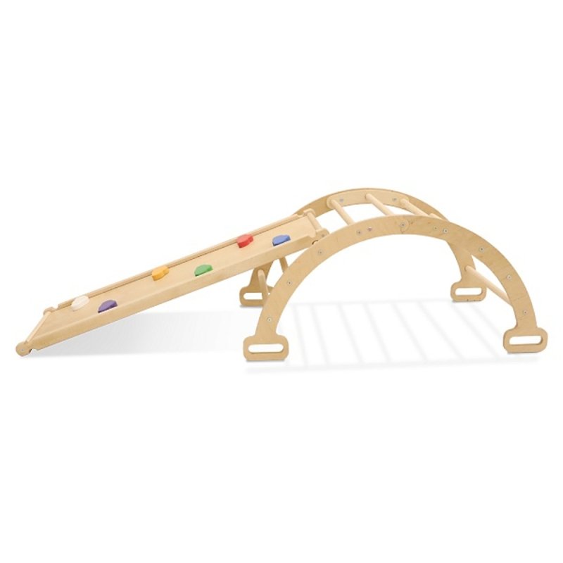 Wooden Montessori Pikler Climber with Arch and Slider 2 in 1 - 兒童家具 - 木頭 多色