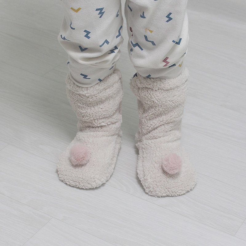 ベビーピンクポンポンウール暖かい冬の靴下 - ベビーソックス - ウール ピンク