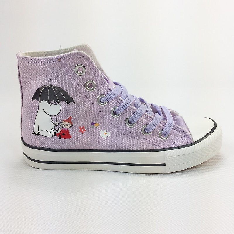 Moomin嚕嚕米授權-帆布鞋 (紫鞋紫帶/女款限定版)-AE02 - 女款休閒鞋 - 棉．麻 紫色