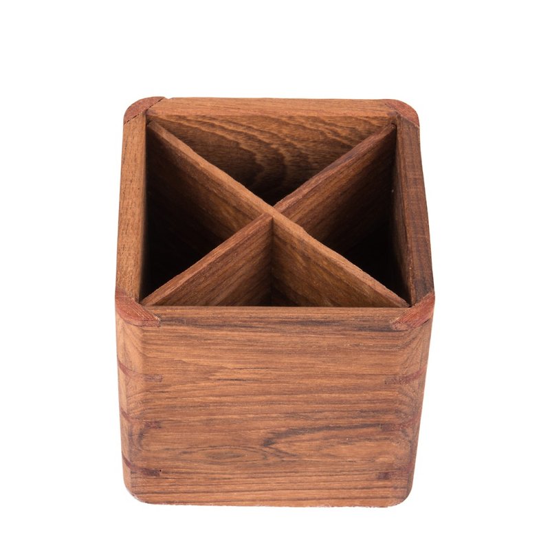 チークの木角ペン箱 - ペンケース・筆箱 - 木製 ブラウン