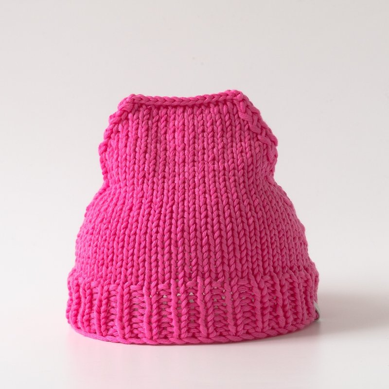 OTB115 ladder type hand-knitted cap - glitter - Hats & Caps - Cotton & Hemp Pink
