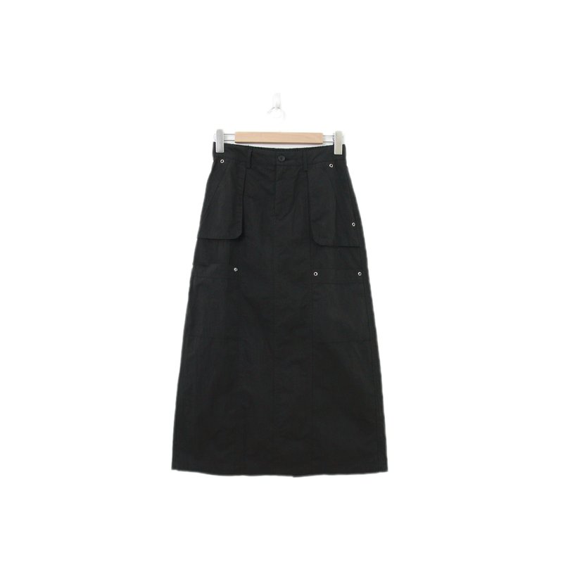 Back to Green-復古長裙 黑色俐落工作裙 M-26//vintage skirt - 裙子/長裙 - 棉．麻 