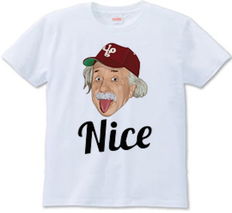 Einstein nice (T-shirt white · ash) - เสื้อยืดผู้ชาย - ผ้าฝ้าย/ผ้าลินิน ขาว