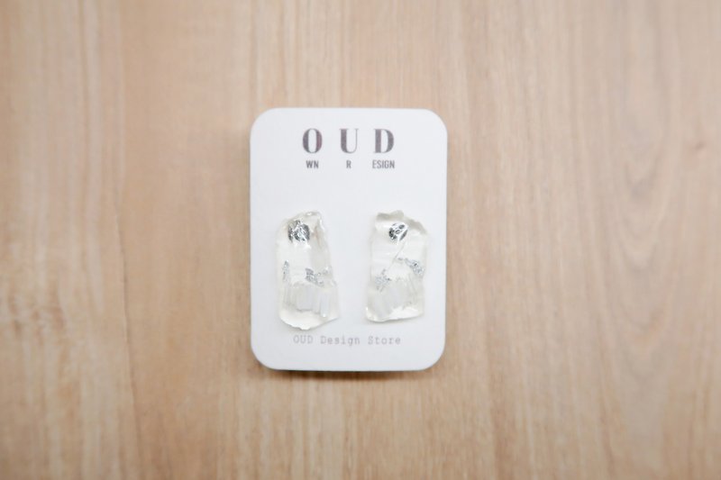 OUD Original. Geometric--925 Silver Posts. Ice Stud Earrings/Clip-on - Earrings & Clip-ons - Resin Silver