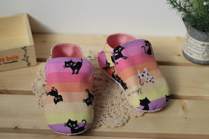 彩虹貓咪-粉 學步鞋 - 童裝鞋 - 其他材質 多色