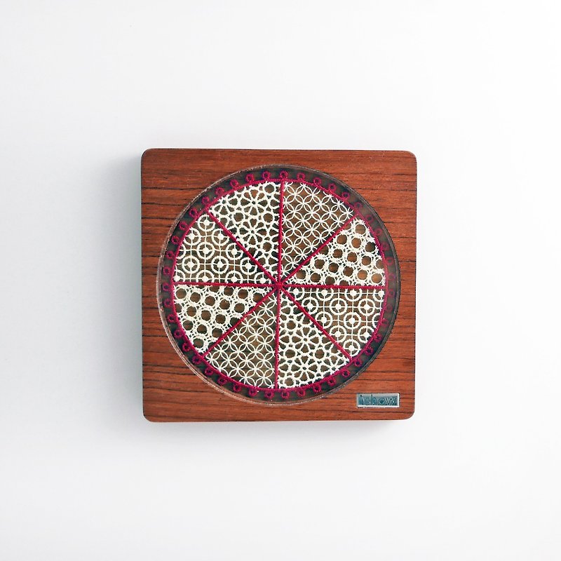 Embroidery Coaster/Solid Wood | Flower Window Series-Sharing | ishow Ai Embroidery - ที่รองแก้ว - ไม้ หลากหลายสี