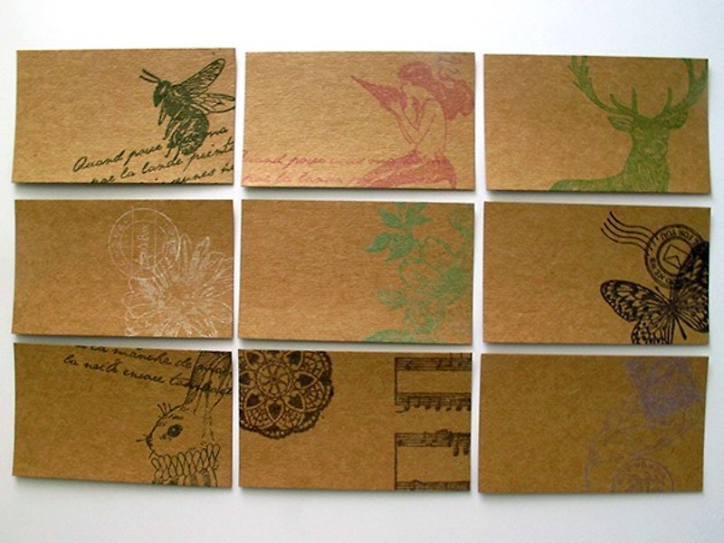 APUゴムスタンプ手作りミニ追伸カイオ風のレトロなパッケージ9付属の封筒に手で - カード・はがき - 紙 