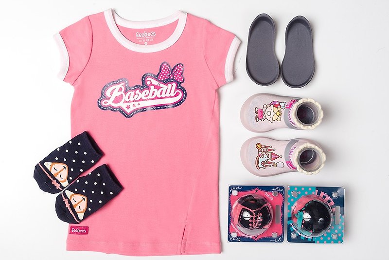 [Christmas Gift Box] [Feebees] Baseball Girl Gift Box Set (T-shirt) - Baby Gift Sets - Other Materials Gray