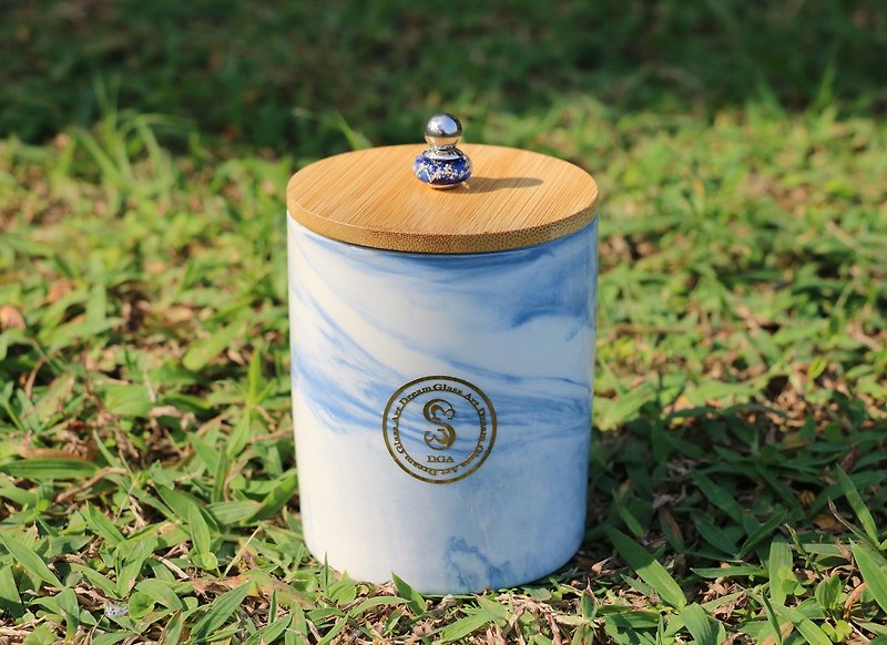 Pet ashes/hair/memorial bottle - S size-marble-blue - Custom Pillows & Accessories - Pottery Blue