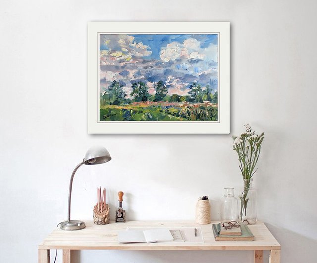 与自然绘画 自然画 風景 油畫原作 作品 雲 原画 印象派