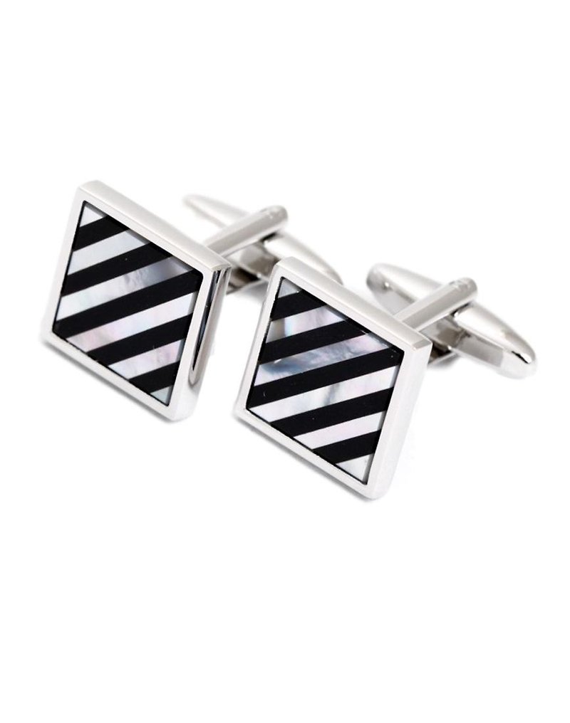 Kings Collection Silver Stripe Cufflinks KC10005 Silver - Cuff Links - Other Metals Silver