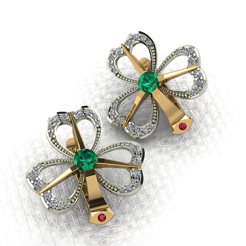 Helennar's Jewelry Studio 3D-model of jewelry earrings with 0.15ct gemstones and 50 diamonds.