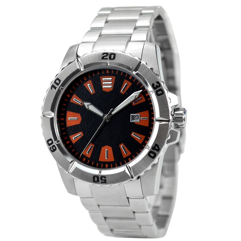 Diver Watch with solid metal band - Free shipping - นาฬิกาผู้หญิง - โลหะ สีแดง