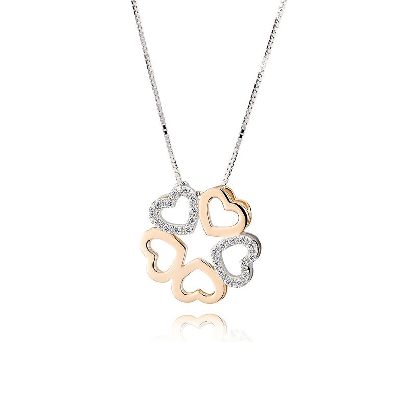 Endless Love Heart 925 Sterling Silver Necklace for Women - สร้อยคอ - เงินแท้ สีเงิน