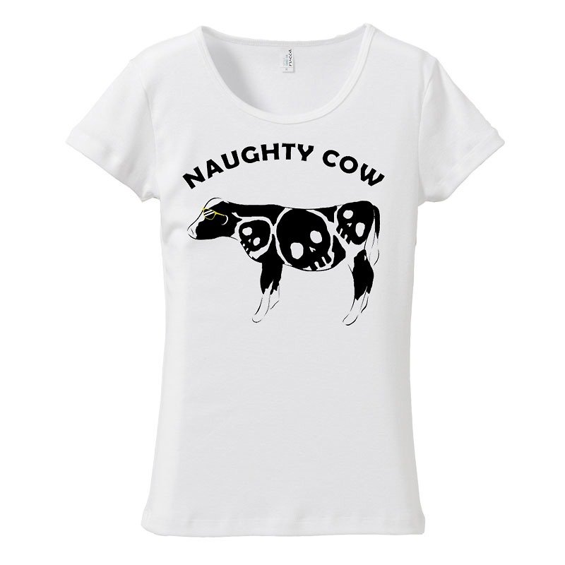 [レディースTシャツ] Naughty cow - Tシャツ - コットン・麻 ホワイト