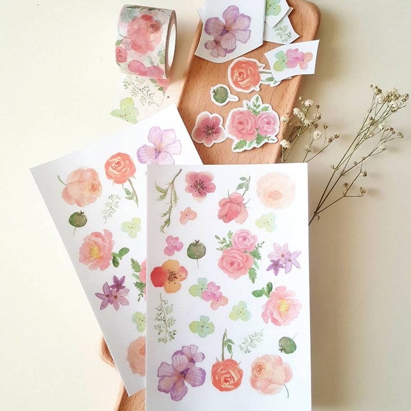 Flower Roll DIY Hand Scrapbook - Stickers - Paper Multicolor