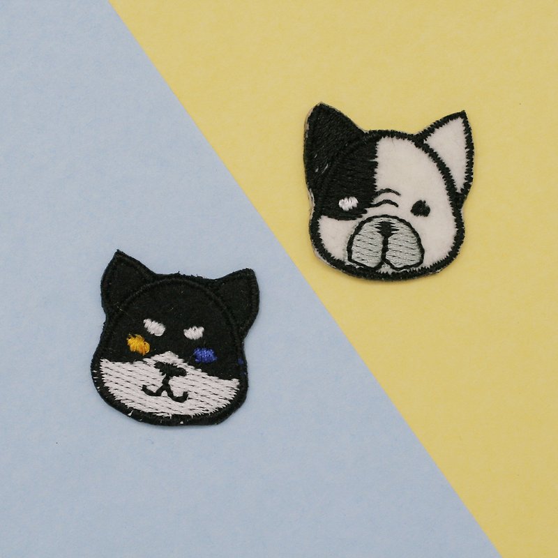Siberian&French Bulldog Set Iron Patch (set of 2) - Knitting, Embroidery, Felted Wool & Sewing - Thread White