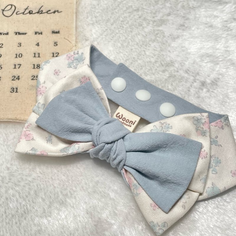 污泥手作  碎花雙層蝴蝶結領巾  寵物領巾 - 客製化寵物商品 - 棉．麻 