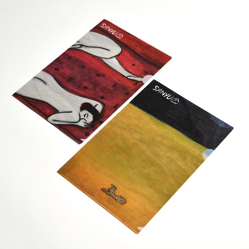 AFC gentry Sanyu series L-shaped folder combination bag - double portrait & painting - Folders & Binders - Plastic Multicolor