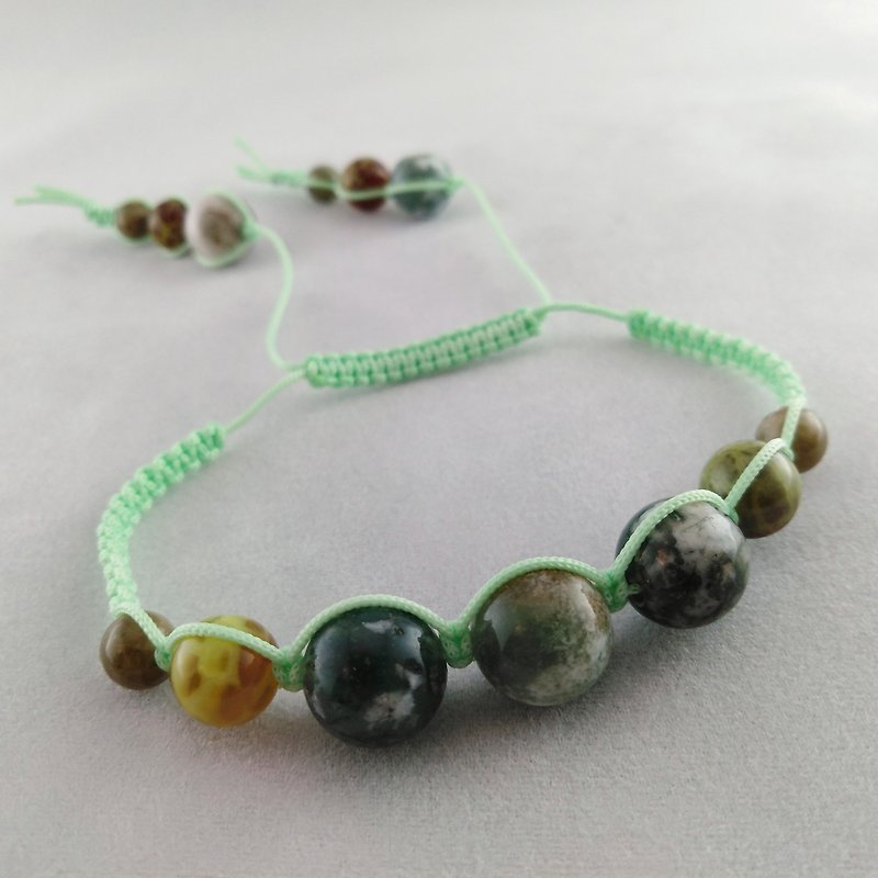 Stone Bracelets Green - Shamballa bracelet with Agate Mokhov, Agate Party, and Tourmaline