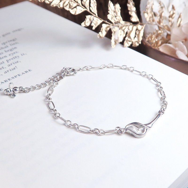 Calla Lily Taurus Constellation Flower 925 Sterling Silver Bracelet Birthday Gift Girls Bracelet - สร้อยข้อมือ - เงินแท้ สีเงิน