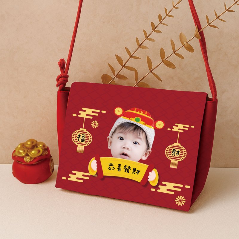 【客製化雙面用紅包揹袋】 布紅包收納揹袋 紅包揹袋 可翻面使用 - 紅包袋/春聯 - 其他人造纖維 紅色