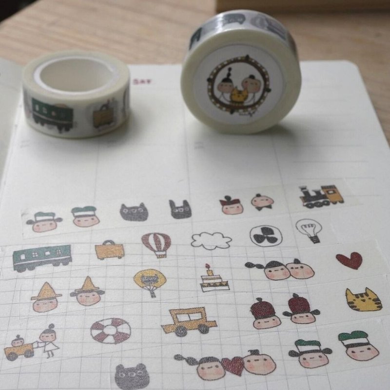 Small travel date paper tape - Washi Tape - Paper White