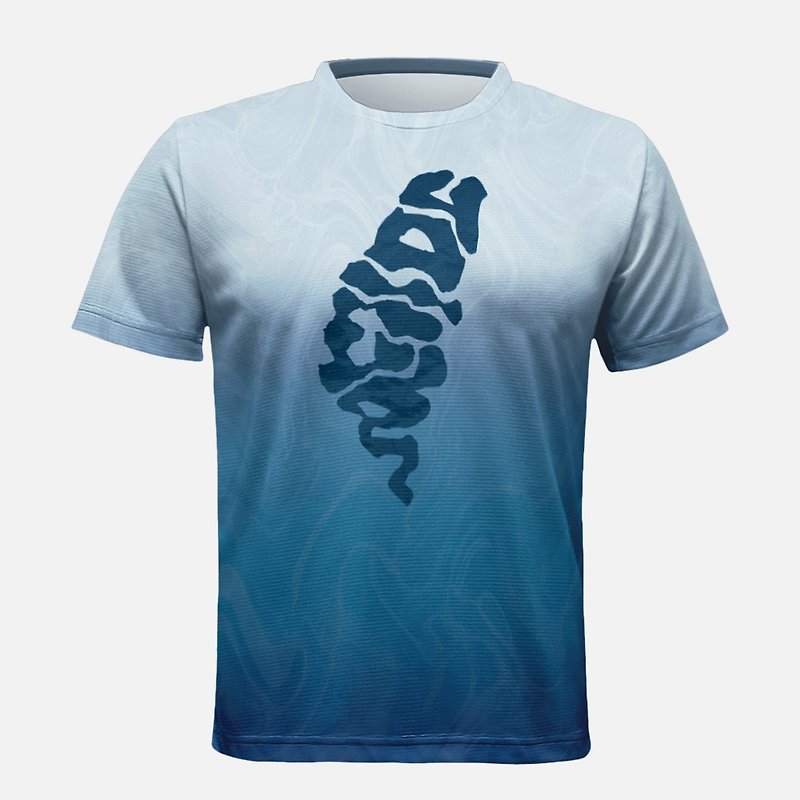 Anti-Arctic moisture-absorbent quick-release short-sleeved T-shirt Taiwan-themed Kun (same style for men and women) - เสื้อยืดผู้หญิง - วัสดุอื่นๆ สีน้ำเงิน