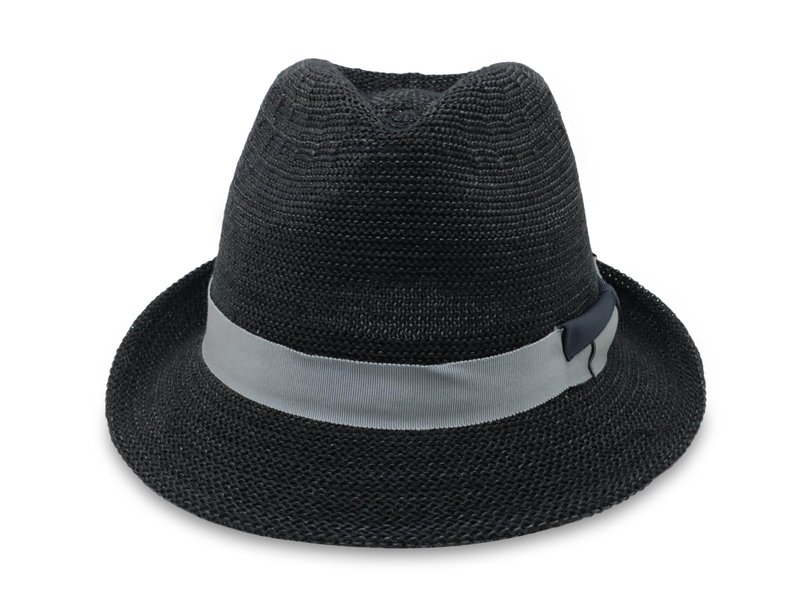 Spring/Summer Korean Jazz Hat-Dazzling Black Knitted Hat Paper Thread Woven and Washable Made in Taiwan - หมวก - กระดาษ สีดำ