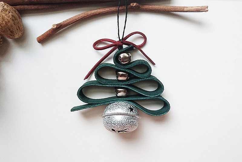 Christmas leather bell ornament (silver) - พวงกุญแจ - หนังแท้ 