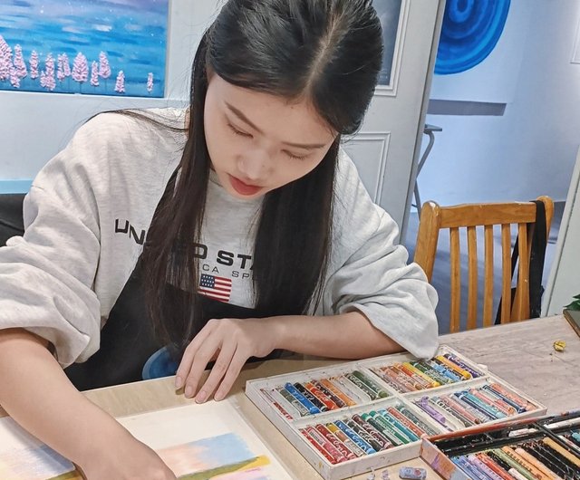 体験・アクティビティ】オイルパステル体験 花の絵画 癒し 額装 絵画