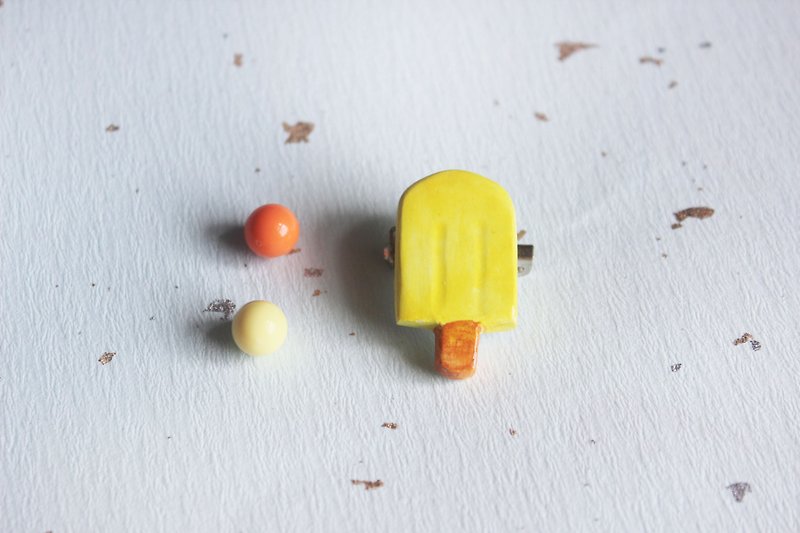 Handmade popsicle pin - Brooches - Clay Gray
