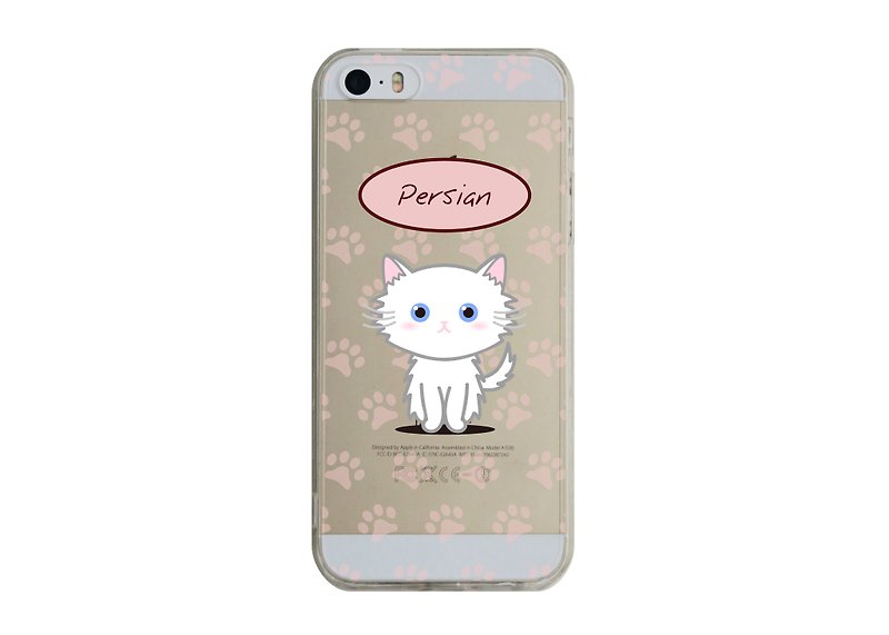 [白いペルシャ猫の透明な電話ケース] iPhone13 12 11 X 8 Samsung Sony Huawei Xiaomi - スマホケース - プラスチック ホワイト