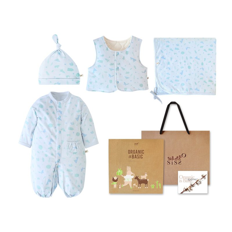 [SISSO Organic Cotton] Nordic Bunny Warm Wearing Gift Box (Little Blue) 3M 6M - Baby Gift Sets - Cotton & Hemp Blue