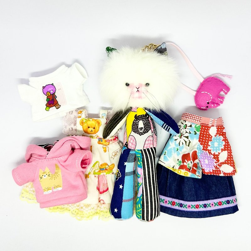 Nekorine/cat stuffed toy/with charm/dress-up doll - Charms - Cotton & Hemp Multicolor