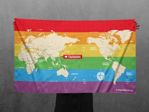MakeWorld.tw 地圖製造 Make World 運動浴巾 (彩虹-橫款)