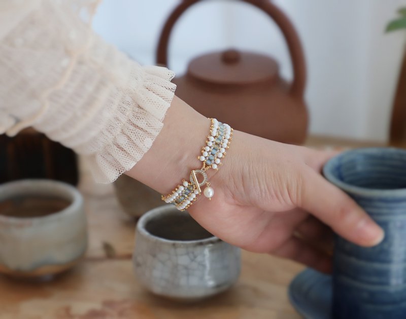 【Christmas Gift Box】Beads-White Movement-Pearl Bracelet - Bracelets - Pearl White