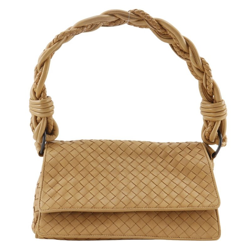 【日本直送】ボッテガヴェネタ BOTTEGAVENETA イントレチャート ショルダーバッグ 145555 V0016 カーフ ベージュ レディース【中古】 - 側背包/斜背包 - 真皮 咖啡色