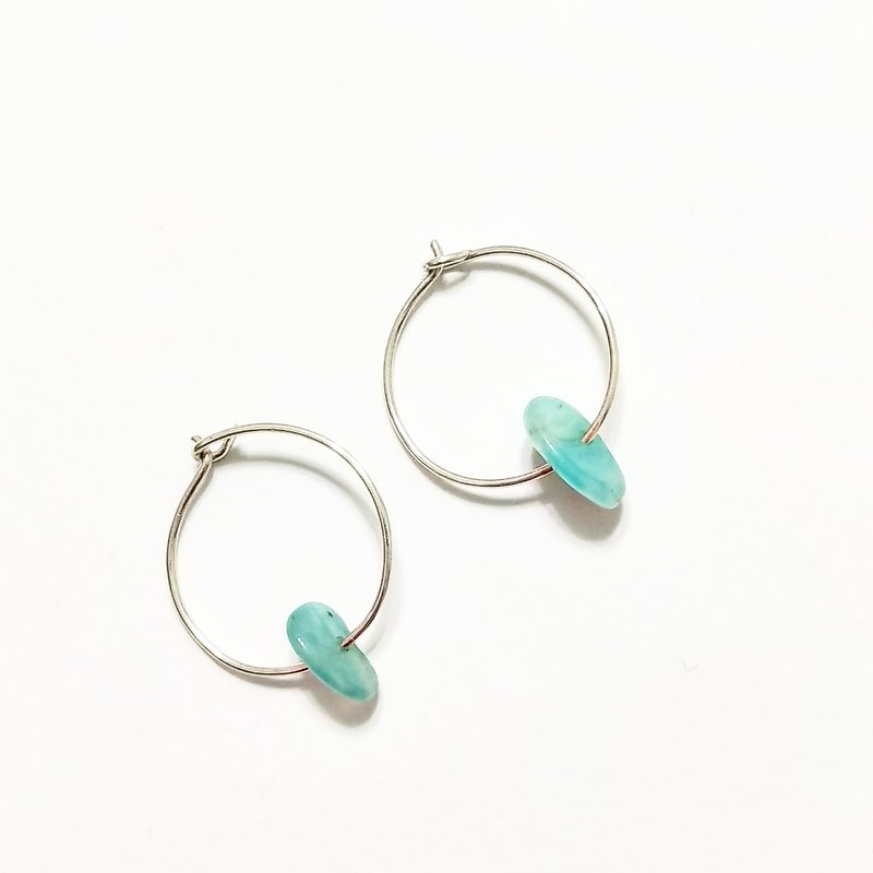│Simplicity│Tianhe Stone •Thin Circle•Pure Silver Earrings - Earrings & Clip-ons - Other Metals 