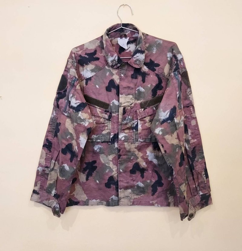 Italian navy public hair camouflage cotton thick version military old shirt jacket - เสื้อโค้ทผู้ชาย - ผ้าฝ้าย/ผ้าลินิน 