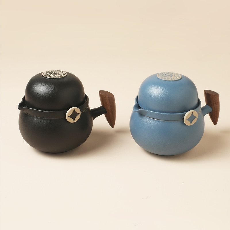 [Lu Bao LOHAS] Niu Zhuan Qian Kun Travel Set One Pot Two Cups Travel Tea Set - ถ้วย - ดินเผา 
