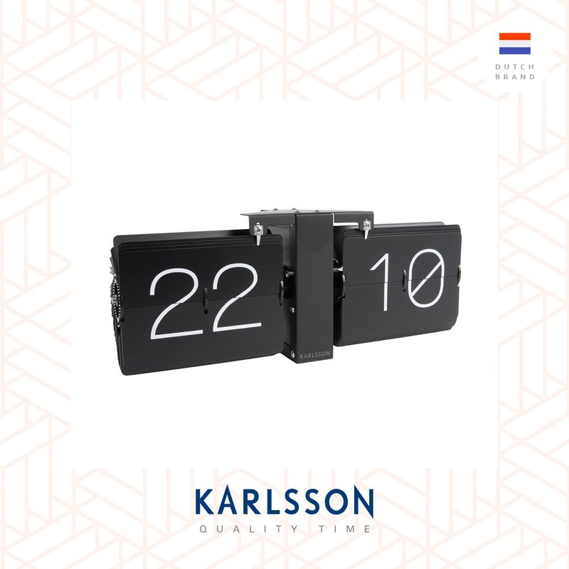 (Pre-order) Karlsson, Flip clock No Case black, matt black stand (Table/Hanging) - นาฬิกา - โลหะ สีดำ