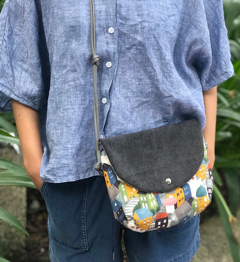 Crossbody bag made in cotton made in Taiwan, one-person studio limited edition - Messenger Bags & Sling Bags - Cotton & Hemp Multicolor