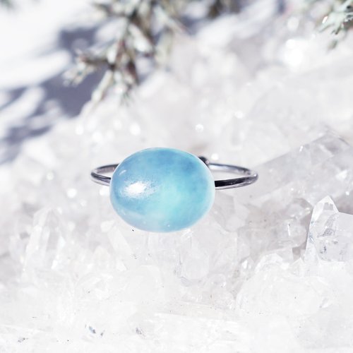 Aquamarine free size ring surgical Stainless Steel Harukasumi